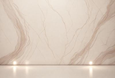 The primary subject of the image is a marble wall with a patterned texture. The setting is a room with a white surface, possibly a counter or a wall. The visual style is a close-up of the marble wall, showcasing its intricate pattern. The colors and mood of the image are predominantly white, giving it a clean and elegant appearance.