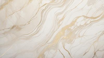 The primary subject of the image is a marble wall with a gold-colored pattern. The setting is a room with a white background. The visual style is a close-up of the marble wall, showcasing the intricate gold pattern. The colors and mood of the image are predominantly white and gold, creating a luxurious and elegant atmosphere.