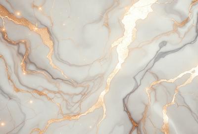 The primary subject of the image is a marble wall with a gold-like pattern. The setting is a room with a white marble surface. The visual style is a close-up of the marble wall, showcasing its intricate design. The colors and mood of the image are predominantly white and gold, giving it a luxurious and elegant appearance.