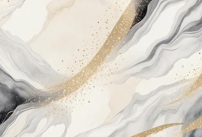 The primary subject of the image is a painting featuring a white and gold color scheme. The setting is a white wall, and the visual style appears to be a combination of digital art and illustration. The painting has a gold and white color palette, creating a sense of elegance and sophistication.