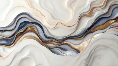 The primary subject of the image is a close-up of a marbled surface, which appears to be a combination of white and blue colors. The setting is a white and blue marbled wall, and the visual style is a close-up of the marbled surface. The colors and mood of the image are predominantly white and blue, creating a calm and serene atmosphere.