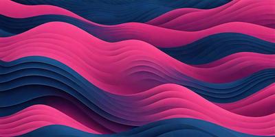 The primary subject of the image is a large, colorful wave. The wave is depicted in a digital art style, with a vibrant pink and blue color scheme. The setting is a deep blue ocean, creating a striking contrast with the wave's colors. The visual style is a combination of digital art and illustration, giving the wave a dynamic and fluid appearance.