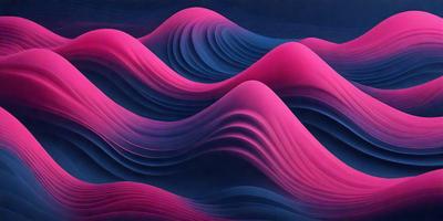 The primary subject of the image is a large, colorful wave. The wave is depicted in a vibrant pink and blue color scheme, giving it a lively and energetic appearance. The setting is a dark blue background, which contrasts with the bright colors of the wave. The visual style of the image is a combination of digital art and illustration, creating a dynamic and engaging scene. The overall atmosphere of the image is lively and energetic, with the vivid colors and dynamic wave design capturing