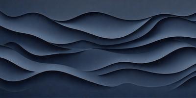 The primary subject of the image is a blue ocean with waves. The setting is a dark blue background, which creates a moody atmosphere. The visual style is a digital art or illustration, as the waves are depicted in a detailed and artistic manner. The colors and mood of the image are predominantly dark and dramatic, with the blue ocean waves being the main focus.