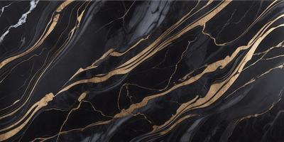 The primary subject of the image is a marble countertop with a gold and black pattern. The setting is a kitchen, and the visual style is a close-up of the countertop. The dominant colors are gold and black, creating a luxurious and elegant atmosphere.