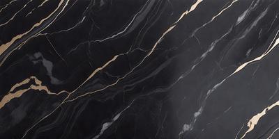The primary subject of the image is a marble countertop with a black and gold pattern. The setting is a kitchen, and the visual style is a close-up of the marble countertop. The colors and mood of the image are predominantly black and gold, giving it a luxurious and elegant appearance.
