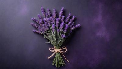 The primary subject of the image is a bouquet of purple flowers, which are the main focus of the scene. The flowers are arranged in a vase, and the setting is a purple background. The visual style of the image is a close-up of the flowers, showcasing their beauty and details. The dominant colors in the image are purple and green, creating a calm and serene atmosphere.