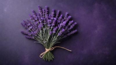 The primary subject of the image is a bouquet of purple flowers, which are the main focus of the scene. The flowers are arranged in a vase, and they are placed on a purple surface, which serves as the background. The visual style of the image is a photo, capturing the beauty of the flowers and their surroundings. The dominant colors in the image are purple, which is the color of the flowers and the surface, and the overall atmosphere is serene and calming.