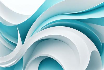 The primary subject of the image is a large, curved, and swirling piece of white paper. The paper is folded and twisted, creating a visually striking and dynamic composition. The setting is a white background, which provides a clean and minimalist environment for the paper to stand out. The visual style is a combination of digital art and illustration, as the paper appears to be manipulated and shaped digitally. The colors and mood of the image are predominantly white, giving it a clean, fresh,