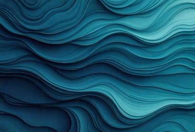 The primary subject of the image is a large, blue, wavy surface that resembles a wave or a water-like texture. The setting is a blue background, which complements the blue color of the surface. The visual style appears to be a digital art or illustration, as the surface is depicted in a detailed and intricate manner. The colors and mood of the image are predominantly blue, creating a calm and serene atmosphere.