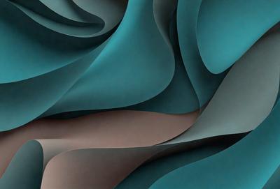 The primary subject of the image is a blue and white patterned surface, which appears to be a piece of art or a design. The setting is a blue background, and the visual style is a combination of digital art and illustration. The colors and mood of the image are predominantly blue and white, creating a calm and serene atmosphere.