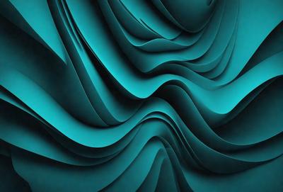 The primary subject of the image is a blue and green patterned wallpaper. The setting is a wall with the patterned wallpaper covering it. The visual style is a digital art or illustration, as the pattern appears to be a digital creation. The dominant colors are blue and green, creating a calm and soothing atmosphere.