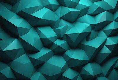 The primary subject of the image is a blue and green geometric pattern. The setting is a blue and green background, which creates a visually appealing contrast with the pattern. The visual style is a combination of digital art and illustration, giving the image a unique and artistic appearance. The dominant colors are blue and green, creating a calm and soothing atmosphere.