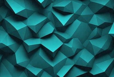 The primary subject of the image is a blue and green geometric pattern. The setting is a blue and green wall, which serves as the backdrop for the pattern. The visual style of the image is a digital art or illustration, as it is a well-defined and intricate design. The dominant colors in the image are blue and green, creating a calm and soothing atmosphere.