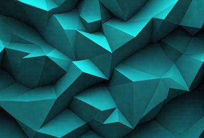 The primary subject of the image is a blue and green geometric pattern. The setting is a blue and green background, which creates a visually appealing contrast with the pattern. The visual style is a digital art or illustration, as the pattern appears to be a part of a larger design. The dominant colors are blue and green, giving the image a calm and soothing atmosphere.