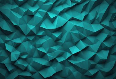 The primary subject of the image is a blue and green geometric pattern. The setting is a blue wall with a geometric design, creating a visually appealing and modern atmosphere. The visual style is a combination of digital art and illustration, showcasing the intricate details of the geometric pattern. The dominant colors are blue and green, which contribute to a calm and soothing mood.