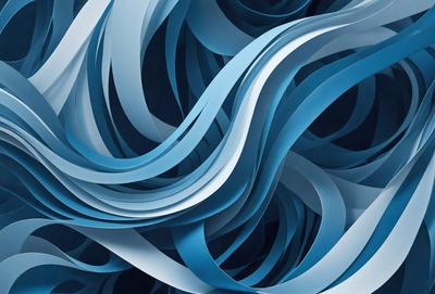 The primary subject of the image is a blue and white wave, which is the main focus of the scene. The wave is depicted in a digital art style, giving it a modern and visually appealing appearance. The setting is a blue background, which complements the colors of the wave and adds to the overall mood of the image. The colors and mood of the image are predominantly blue and white, creating a sense of calmness and tranquility.