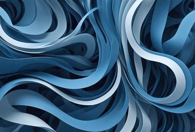 The primary subject of the image is a blue and white swirling pattern, which appears to be a digital art or illustration. The setting is a blue background, and the visual style is a combination of digital art and illustration. The dominant colors are blue and white, creating a calm and soothing atmosphere.