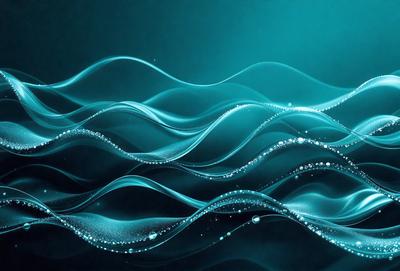 The primary subject of the image is a blue wave, which is the main object, scene, or focus of the image. The setting or background is a dark blue surface, which creates a contrast with the wave. The visual style of the image is digital art, as it is a digital representation of a wave. The dominant colors in the image are blue and black, giving it a calm and serene atmosphere.