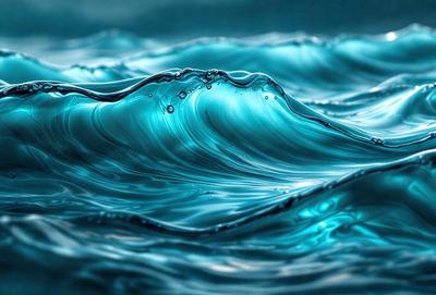 The primary subject of the image is a large, blue wave in the ocean. The wave is the main focus of the image, and it appears to be a natural, realistic scene. The setting is the ocean, with the water providing a backdrop for the wave. The visual style of the image is a photo, capturing the beauty and power of the ocean's waves. The dominant colors in the image are blue and white, creating a serene and calming atmosphere.