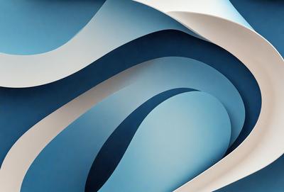 The primary subject of the image is a blue and white spiral pattern. The setting is a blue background, and the visual style appears to be a digital art or illustration. The dominant colors are blue and white, creating a calm and soothing atmosphere.