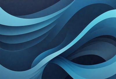 The primary subject of the image is a blue and white ocean wave. The setting is a dark blue background, which creates a contrasting effect with the wave. The visual style is a digital art or illustration, as the wave is depicted in a detailed and artistic manner. The dominant colors are blue and white, giving the image a calm and serene atmosphere.
