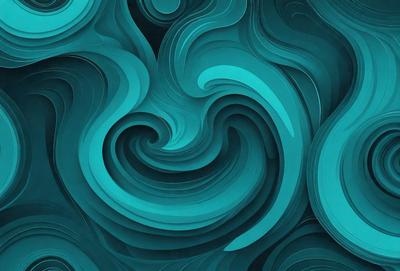 The primary subject of the image is a blue and white ocean wave. The setting is a blue ocean, and the visual style is a digital art or illustration. The dominant colors are blue and white, creating a calm and serene atmosphere.