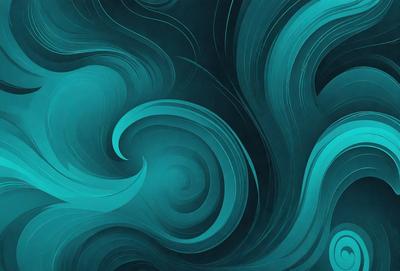 The primary subject of the image is a blue and white ocean wave. The setting is a blue ocean, and the visual style is a digital art or illustration. The dominant colors are blue and white, creating a calm and serene atmosphere.