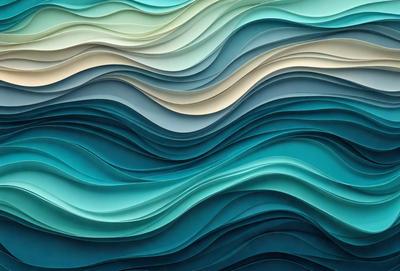 The primary subject of the image is a large, colorful wave. The wave is depicted in a variety of shades, including blue, green, and white. The setting is a large body of water, with the wave crashing against the surface. The visual style of the image is a combination of photo and digital art, creating a dynamic and vibrant scene. The colors and mood of the image are lively and energetic, capturing the essence of the ocean and its waves.