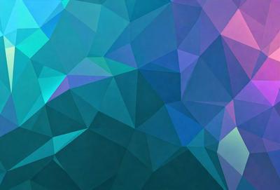 The primary subject of the image is a geometric pattern, featuring a combination of blue, purple, and green colors. The pattern is displayed on a blue background, creating a visually appealing and harmonious design. The overall atmosphere of the image is vibrant and lively, with the colors and patterns creating a sense of depth and complexity.