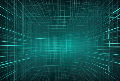 The primary subject of the image is a green, geometric pattern. The setting is a dark, blue background, which contrasts with the green pattern. The visual style appears to be a digital art or illustration, as the pattern is intricate and detailed. The colors and mood of the image are predominantly dark and moody, with the green pattern providing a touch of brightness and contrast.