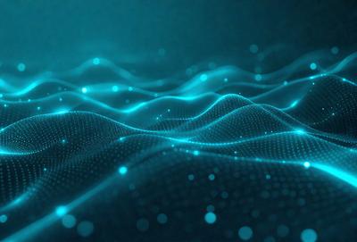 The primary subject of the image is a blue wave pattern, which is the main object, scene, or focus of the image. The setting or background is a dark blue surface, which adds to the overall atmosphere. The visual style of the image is digital art, as it is a computer-generated pattern. The dominant colors in the image are blue and black, creating a calm and serene mood.