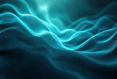 The primary subject of the image is a blue and white wave pattern. The setting is a dark blue background, which creates a contrasting effect with the wave pattern. The visual style is a digital art or illustration, as the wave pattern appears to be a digital creation. The dominant colors are blue and white, giving the image a calm and serene atmosphere.