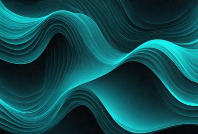 The primary subject of the image is a blue wave or ripple pattern. The setting is a dark background, which contrasts with the blue wave. The visual style is a digital art or illustration, as the wave appears to be a digital creation. The dominant colors are blue and black, creating a calm and serene atmosphere.