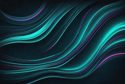 The primary subject of the image is a blue and purple wave pattern. The setting is a dark background, which contrasts with the vibrant colors of the wave pattern. The visual style is a digital art or illustration, creating a dynamic and visually appealing scene. The dominant colors are blue and purple, giving the image a calming and serene atmosphere.