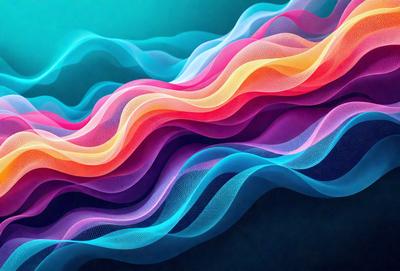 The primary subject of the image is a colorful, abstract design featuring a mix of blue, pink, and orange colors. The setting is a dark background, which contrasts with the vibrant colors of the design. The visual style appears to be a digital art or illustration, as it is a pattern or texture that is created through a combination of these colors. The overall atmosphere of the image is lively and energetic, as the colors and patterns create a sense of movement and dynamism.