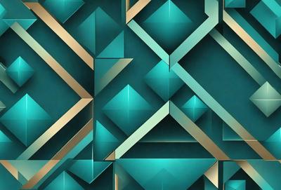 The primary subject of the image is a blue and gold geometric pattern. The setting is a blue and gold wallpaper, which creates a visually appealing and unique backdrop. The visual style is a combination of digital art and illustration, showcasing the intricate design of the pattern. The dominant colors are blue and gold, giving the image a sophisticated and elegant mood.