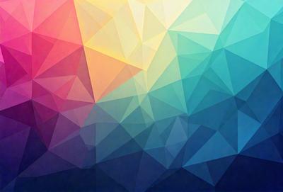 The primary subject of the image is a colorful geometric pattern, featuring a mix of blue, yellow, and pink colors. The pattern is composed of triangles and other geometric shapes, creating a visually appealing and vibrant design. The setting or background of the image is a dark blue surface, which contrasts with the bright colors of the pattern. The visual style of the image is a combination of digital art and illustration, showcasing the artist's creativity and skill in crafting a visually striking and unique
