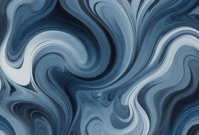 The primary subject of the image is a blue and white swirling pattern, which appears to be a digital art or illustration. The setting is a blue background, and the visual style is a combination of digital art and illustration. The dominant colors are blue and white, creating a calm and soothing atmosphere.