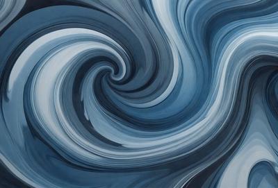 The primary subject of the image is a blue and white swirl pattern, which is the main object, scene, or focus of the image. The setting or background features a blue and white ocean, creating a serene and calming atmosphere. The visual style of the image is a painting, which adds an artistic and creative touch to the scene. The dominant colors in the painting are blue and white, which contribute to the overall mood of the image.