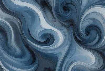The primary subject of the image is a blue and white swirling pattern, which appears to be a digital art or illustration. The setting is a blue background, and the visual style is a combination of digital art and illustration. The dominant colors are blue and white, creating a calm and soothing atmosphere.
