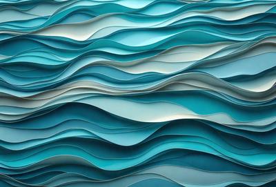 The primary subject of the image is a large, blue, and white wave. The setting is a blue and white ocean, with the wave being the main focus of the scene. The visual style is a combination of photo and digital art, creating a realistic yet artistic representation of the ocean waves. The dominant colors are blue and white, giving the image a calming and serene atmosphere.