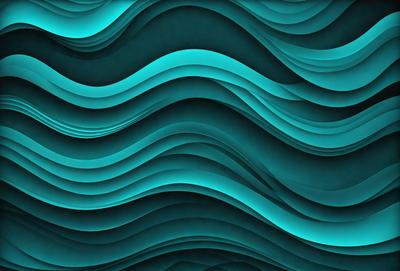 The primary subject of the image is a blue and green wave pattern, which is the main object, scene, or focus of the image. The setting or background is a blue and green ocean, which is visible. The visual style of the image is a digital art or illustration, as it is a computer-generated or digitally created pattern. The dominant colors and overall atmosphere of the image are blue and green, creating a calming and serene mood.