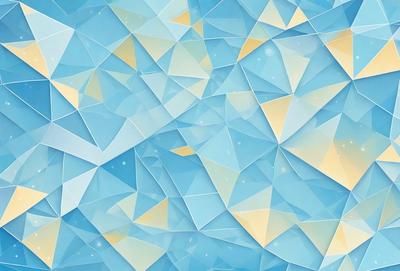 The primary subject of the image is a blue and yellow geometric pattern. The setting is a blue background, and the visual style appears to be a digital art or illustration. The dominant colors are blue and yellow, creating a vibrant and lively atmosphere.