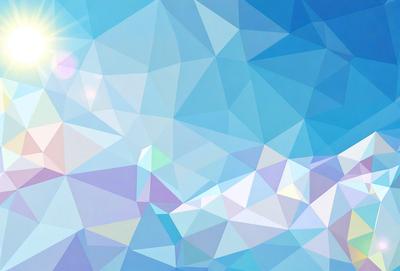 The primary subject of the image is a blue sky with a few clouds. The setting is a clear blue sky with a few clouds, creating a serene and peaceful atmosphere. The visual style is a digital art or illustration, as the sky is depicted in a geometric pattern. The colors and mood are predominantly blue, with a hint of white from the clouds, creating a calm and tranquil environment.