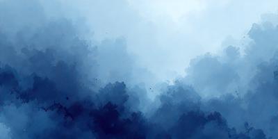 The primary subject of the image is a cloudy blue sky with a few birds flying through it. The setting is a vast, open sky, and the visual style is a painting or drawing. The colors and mood of the image are predominantly blue, with a sense of tranquility and freedom.