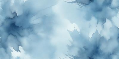The primary subject of the image is a cloudy sky. The setting is a blue background, which creates a serene and calming atmosphere. The visual style is a watercolor painting, giving the scene a vibrant and artistic touch. The colors and mood convey a sense of tranquility and peacefulness.