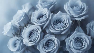 The primary subject of the image is a bouquet of white flowers. The flowers are arranged in a vase, creating a beautiful and elegant display. The setting is a blue background, which adds a touch of color and contrast to the scene. The visual style of the image is a close-up of the flowers, allowing the viewer to appreciate the details and beauty of the bouquet. The colors and mood of the image are predominantly blue, which gives the scene a calm and serene atmosphere.