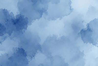 The primary subject of the image is a cloudy blue sky. The setting is a cloudy blue sky with a few white clouds. The visual style is a digital art or illustration, as the sky appears to be painted or drawn. The colors and mood are predominantly blue and cloudy, creating a calm and serene atmosphere.