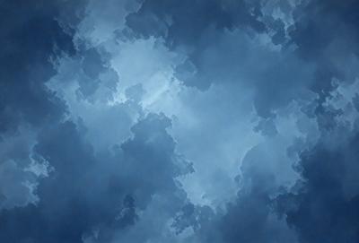 The primary subject of the image is a cloudy blue sky. The setting is a cloudy day with a blue sky, and the visual style is a natural, outdoor scene. The colors and mood of the image are predominantly blue, creating a calm and serene atmosphere.